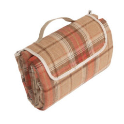 Red Hamper H135 Polyester Burnt Orange Polyester Fleece Tartan Picnic Rug - thumbnail 3