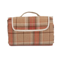 Red Hamper H135 Polyester Burnt Orange Polyester Fleece Tartan Picnic Rug - thumbnail 2
