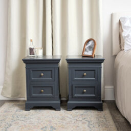 Melody Maison Pair Of Navy Black Two Drawer Bedside Tables - Daventry Navy Black Range - thumbnail 4