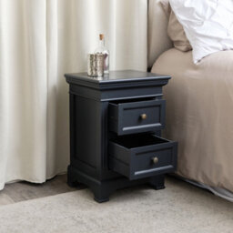Melody Maison Pair Of Navy Black Two Drawer Bedside Tables - Daventry Navy Black Range - thumbnail 5