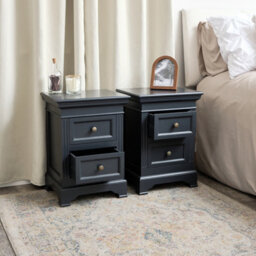 Melody Maison Pair Of Navy Black Two Drawer Bedside Tables - Daventry Navy Black Range - thumbnail 3