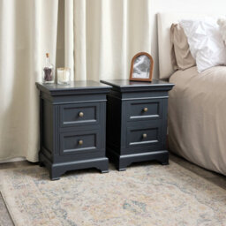 Melody Maison Pair Of Navy Black Two Drawer Bedside Tables - Daventry Navy Black Range - thumbnail 2