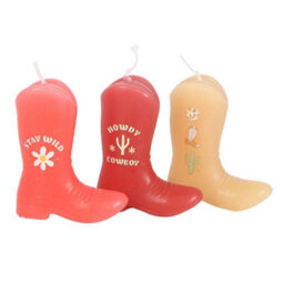 Something Different Cowboy Boot Candle (Pack Of 3) Red/natural/orange (One Size)