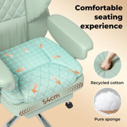 Levede Office Desk Chair Big And Tall For Heavy People With Footrest Pu Green - thumbnail 9