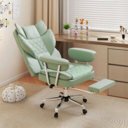 Levede Office Desk Chair Big And Tall For Heavy People With Footrest Pu Green - thumbnail 1