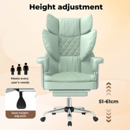 Levede Office Desk Chair Big And Tall For Heavy People With Footrest Pu Green - thumbnail 7