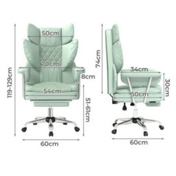 Levede Office Desk Chair Big And Tall For Heavy People With Footrest Pu Green - thumbnail 4