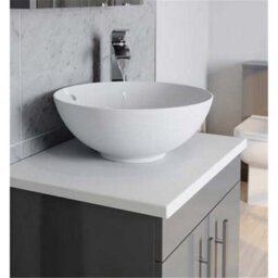 Clifton 2-Drawer Floor Standing Vanity Unit With Sit-On Basin And Worktop 600mm Wide - Storm Grey Gloss  - Brassware Not Included - thumbnail 3