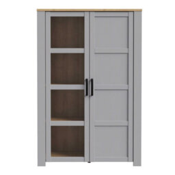 Wyld Haus Bramblecroft Grey & Riviera Oak 2-Door Display Cabinet, Matt Finish - thumbnail 4