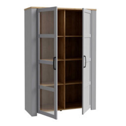 Wyld Haus Bramblecroft Grey & Riviera Oak 2-Door Display Cabinet, Matt Finish - thumbnail 5