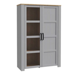 Wyld Haus Bramblecroft Grey & Riviera Oak 2-Door Display Cabinet, Matt Finish - thumbnail 3