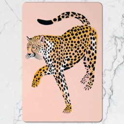 Benjamin Tate Design Vibrant Leopard Print Placemat And Coaster Set With Wood Bottom Luxury Artwork Limited Edition - thumbnail 2