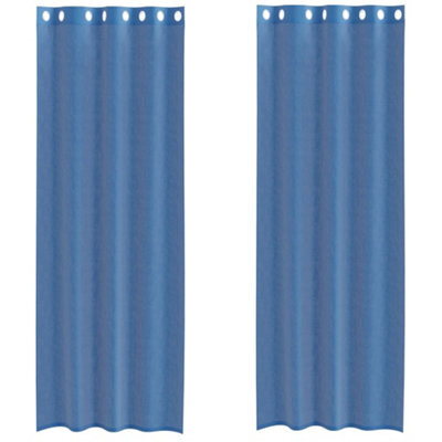 Berkfield Durable Voile Curtains With Grommets 2 Pcs Royal Blue - image 1