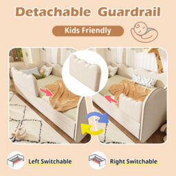 Matteo Beige Linen Upholstered Daybed With Pull-Out Trundle - 3Ft Single Sofa Guest Bed For Kids & Adults - thumbnail 3