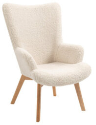 Nordlys Solid Wood And White Bouclé Lounge Chair Modern Design Style Living Room - thumbnail 2