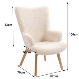 Nordlys Solid Wood And White Bouclé Lounge Chair Modern Design Style Living Room - thumbnail 6