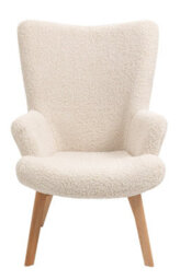 Nordlys Solid Wood And White Bouclé Lounge Chair Modern Design Style Living Room - thumbnail 7