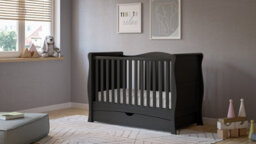 Gilbert Cot Bed Black with Drawer and Pocket Sprung Hypoallergenic 140 x 70 cm - thumbnail 1