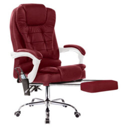 Neo Burgundy Faux Leather Office Computer Recliner Massage Chair With Footrest - thumbnail 4