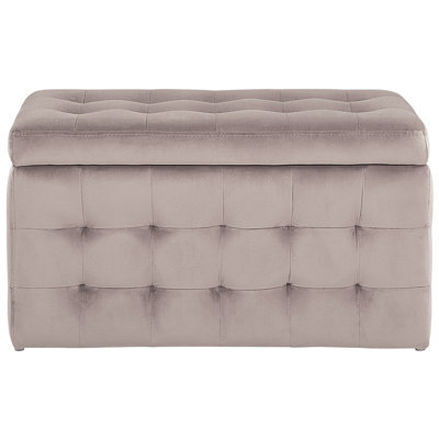 Beliani Velvetique Home Pink Velvet Tufted Storage Ottoman Bench With Hinged Lid For Bedroom And Living Room - image 1