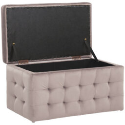 Beliani Velvetique Home Pink Velvet Tufted Storage Ottoman Bench With Hinged Lid For Bedroom And Living Room - thumbnail 5