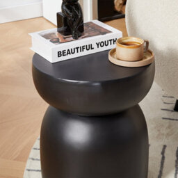 Nordlys Side Table In Black Magnesite Indoor Outdoor Modern Design Style Living Room - thumbnail 5