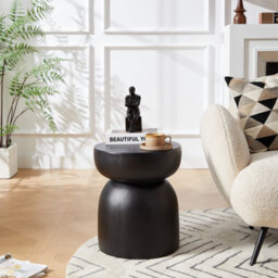 Nordlys Side Table In Black Magnesite Indoor Outdoor Modern Design Style Living Room - thumbnail 3