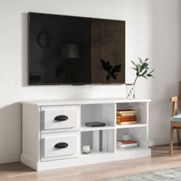 Berkfield Tv Cabinet High Gloss White 102X35.5X47.5 Cm Engineered Wood