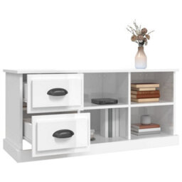 Berkfield Tv Cabinet High Gloss White 102X35.5X47.5 Cm Engineered Wood - thumbnail 5