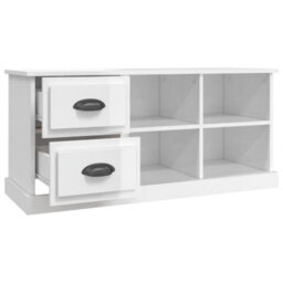 Berkfield Tv Cabinet High Gloss White 102X35.5X47.5 Cm Engineered Wood - thumbnail 7