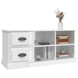 Berkfield Tv Cabinet High Gloss White 102X35.5X47.5 Cm Engineered Wood - thumbnail 4