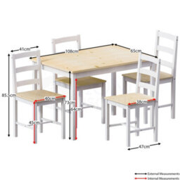 Lassic Vida Designs Yorkshire White & Pine Solid Pine 4 Seater Dining Set With 4 Chairs - thumbnail 2