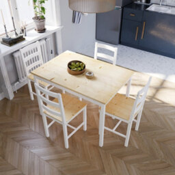 Lassic Vida Designs Yorkshire White & Pine Solid Pine 4 Seater Dining Set With 4 Chairs - thumbnail 6