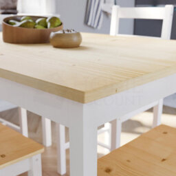 Lassic Vida Designs Yorkshire White & Pine Solid Pine 4 Seater Dining Set With 4 Chairs - thumbnail 4