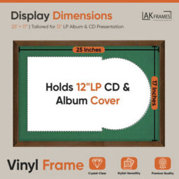 "AK Frames 25X17"" Walnut Classic Vinyl Record Frame With Emerald Mount For 12 Inch Lp Cover & Disc - Overlapped Design" - thumbnail 2
