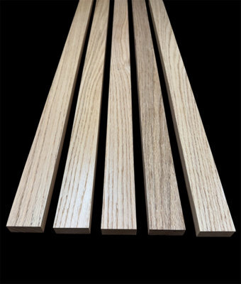 Solid Oak Decor Slats Wall Decoration Room Divider Clear Varnished 5 Pack (L) 2400mm X (W) 50mm X (T) 20mm - image 1