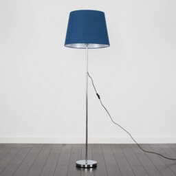 Valuelights Charles Chrome Floor Lamp With Navy Tapered Shade - thumbnail 5