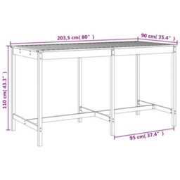 Berkfield 9 Piece Garden Bar Set Grey Solid Wood Pine - thumbnail 9