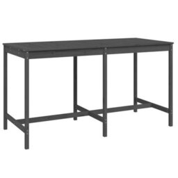 Berkfield 9 Piece Garden Bar Set Grey Solid Wood Pine - thumbnail 6