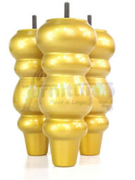 L&F Solid Wood Turned Furniture Feet 200mm High Gold Replacement Legs Set Of 4  M8 Pkc220L - thumbnail 3