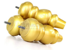 L&F Solid Wood Turned Furniture Feet 200mm High Gold Replacement Legs Set Of 4  M8 Pkc220L