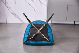 Life Interiors Set Of 4 Blue Vittorio Velvet Dining Chairs With Black Metal Legs, Quilted Design Modern Accent Chair - thumbnail 6