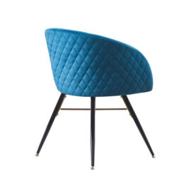 Life Interiors Set Of 4 Blue Vittorio Velvet Dining Chairs With Black Metal Legs, Quilted Design Modern Accent Chair - thumbnail 3