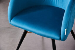 Life Interiors Set Of 4 Blue Vittorio Velvet Dining Chairs With Black Metal Legs, Quilted Design Modern Accent Chair - thumbnail 5