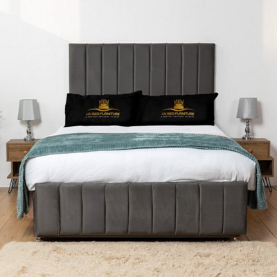 UKBEDFURNITURE Falcon Steel Plush  Divan Bed Base With 26 Inch Headboard - No Storage - image 1
