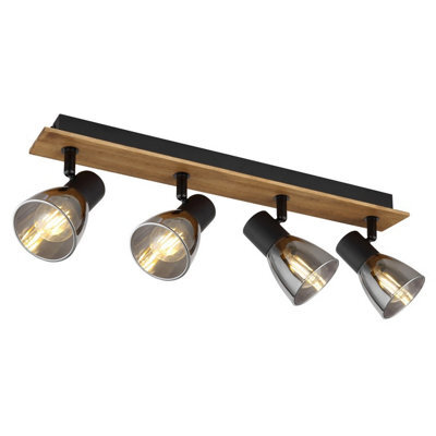 Luminosa Lighting Luminosa Claude Ceiling Spotlight Bar Dark Brown Smoke Glass Shade 4X E14 - image 1