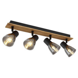 Luminosa Lighting Luminosa Claude Ceiling Spotlight Bar Dark Brown Smoke Glass Shade 4X E14
