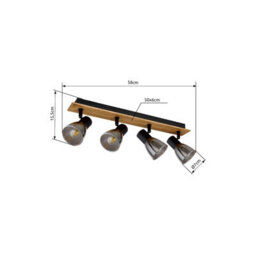 Luminosa Lighting Luminosa Claude Ceiling Spotlight Bar Dark Brown Smoke Glass Shade 4X E14 - thumbnail 7