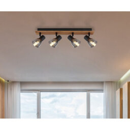 Luminosa Lighting Luminosa Claude Ceiling Spotlight Bar Dark Brown Smoke Glass Shade 4X E14 - thumbnail 6