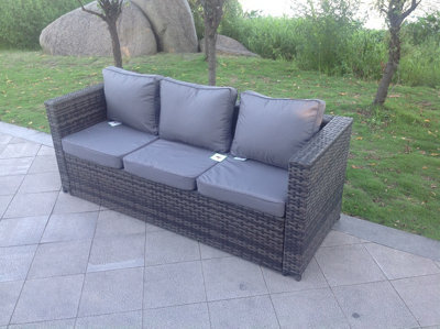 Fimous 3 Seater Rattan Lounge Sofa Patio Outdoor Garden Furniture With Seat And Back Cushion For Balcony - image 1
